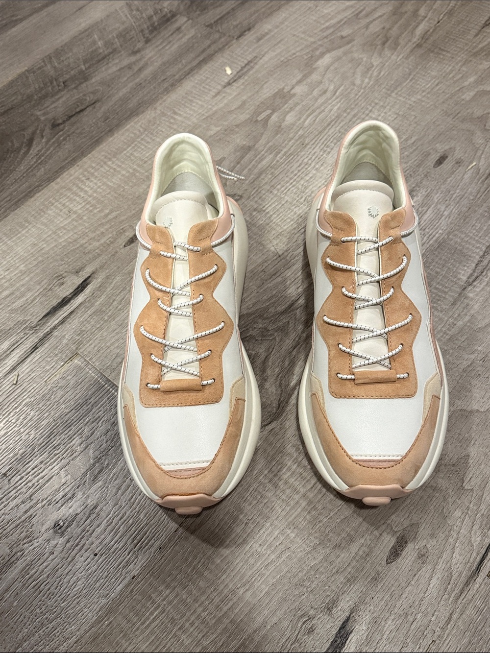Stuart Weitzman Pink and Cream Low-Top Leather Sneaker